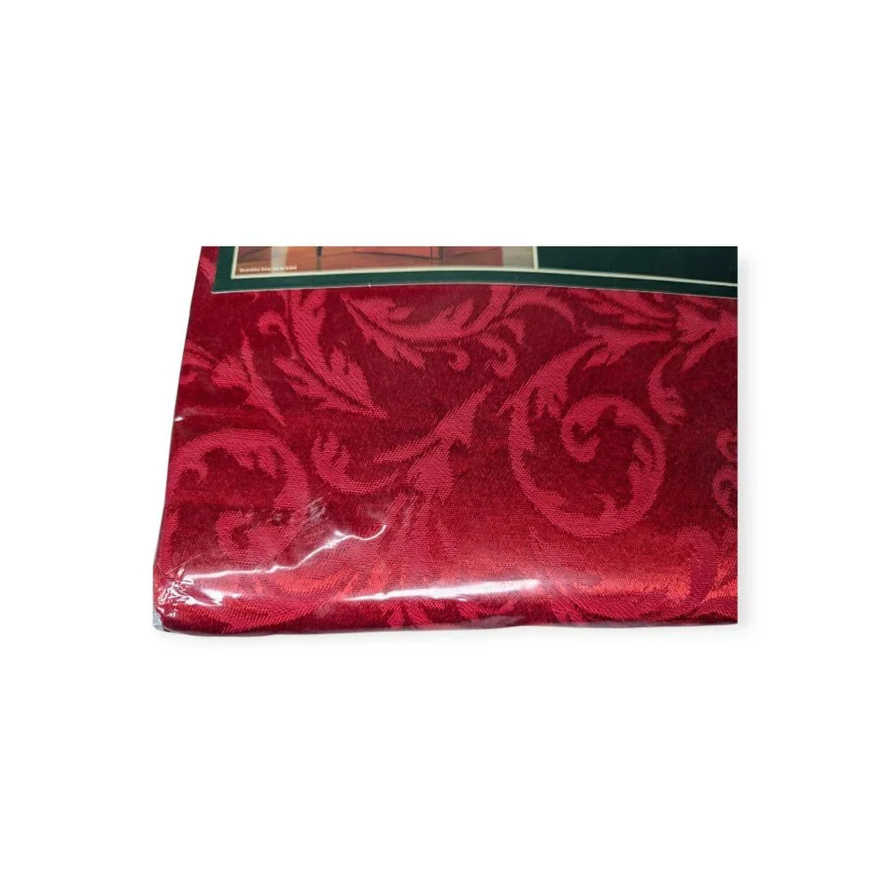 Holiday Time Matching Oblong Table Cloth & 5 Chair Covers- Red Embroidery NWT